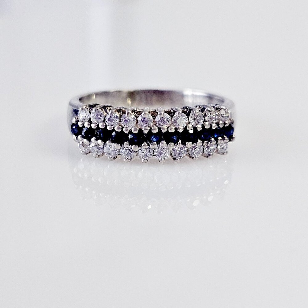 Sterling Sapphire and Diamonelle Ring